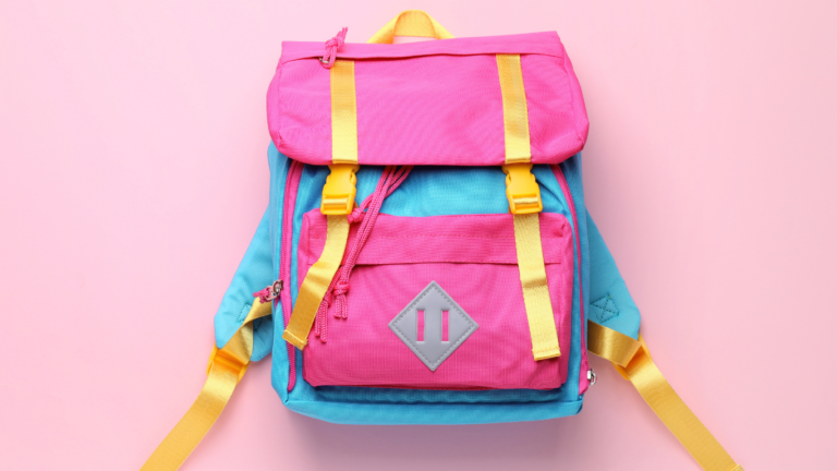 Rücksack bzw Schultasche in pink blau